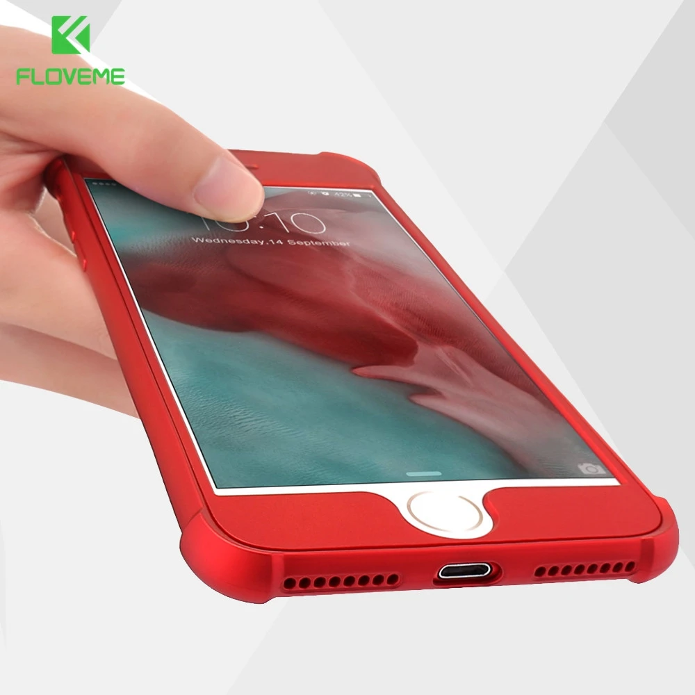 

FLOVEME For iPhone 6S 6 Plus Fitted Cases 360 Full Protection Back Cover For iPhone 7 6 6S Shockproof PC Front TPU Case Coque