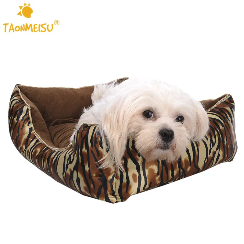 TAONMEISU 2 Размеры Водонепроницаемый собака Кот собачья постель леопардовой расцветки на хлопковой подкладке собака гнездо кровать Дом квадратный большая собачья будка