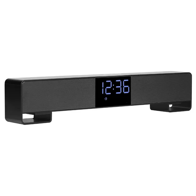 Allvcover Wireless Stereo Speakers Radio Alarm Clock Bluetooth Portable Music Speaker 3D Bar Soundbar Subwoofer With LCD Screen