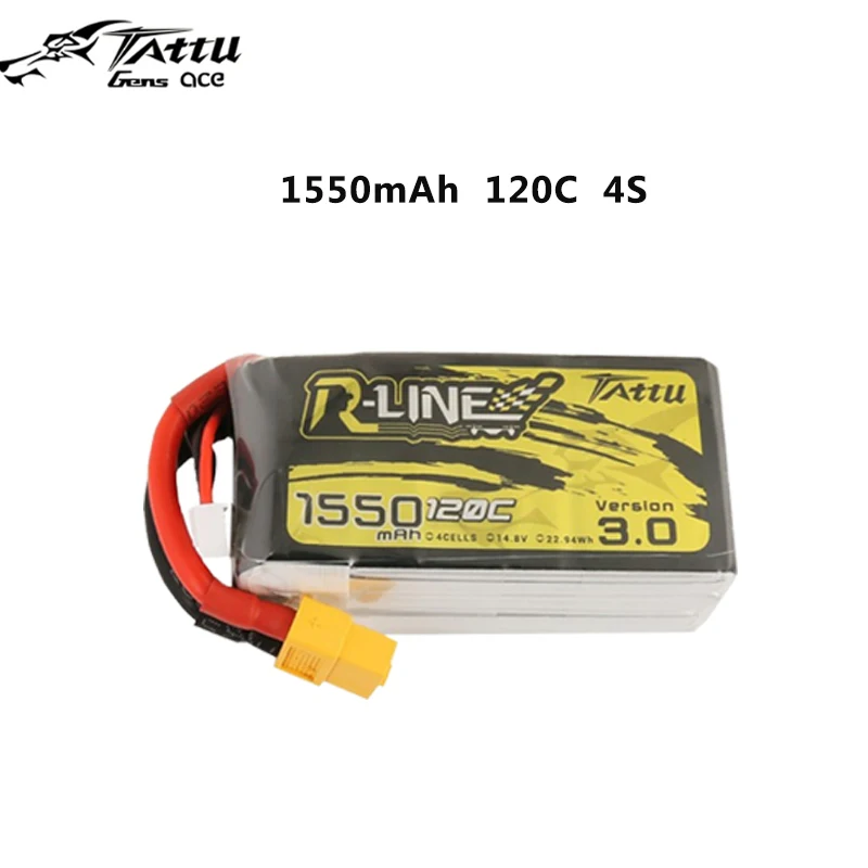 TATTU R-Line версия 3,0 V3 1300/2000/1800 mAh 120C 4S 1550 V Lipo аккумулятор с разъемом XT60 для радиоуправляемого квадрокоптера FPV Racing Drone - Цвет: 1550 mAh 120C 4S