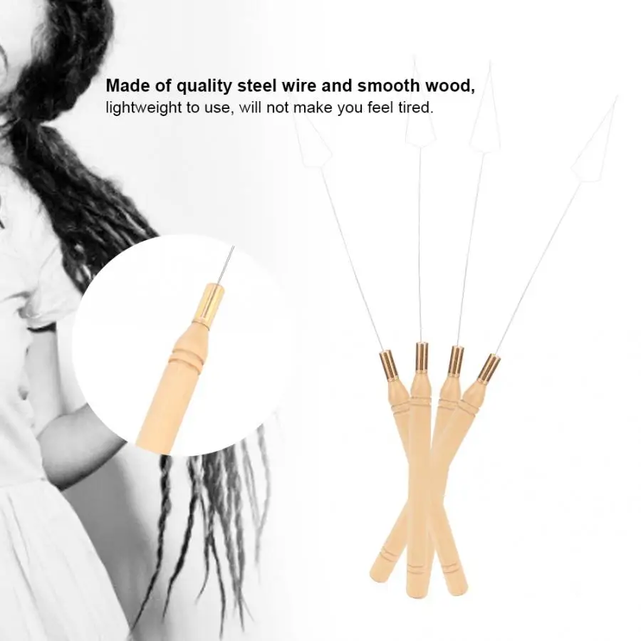 2 шт Наращивание волос крючком, спицами инструменты для изготовления дредлока плетения дреды вязания крючком Петли с деревянной ручкой