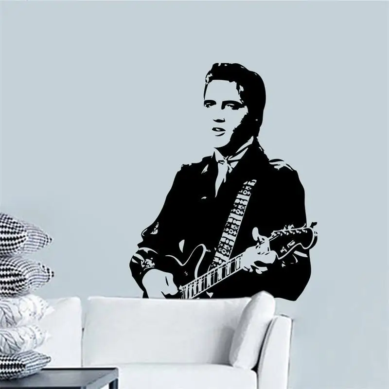 

Elvis Presley play guitar home decal wall sticker Rock music decor wallpaper fans gift adesivo de parede party supply