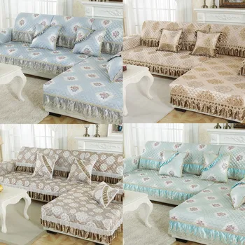 

Modern european linen sectional couch covers lace towel high quality non-slip sofa cover soft comfortable recliner cover
