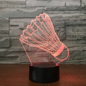 

2018 New Colorful badminton design 3D Stereo Vision NightLight Bedroom Speaker Bluetooth Player Bedside Desktop music Nightlight