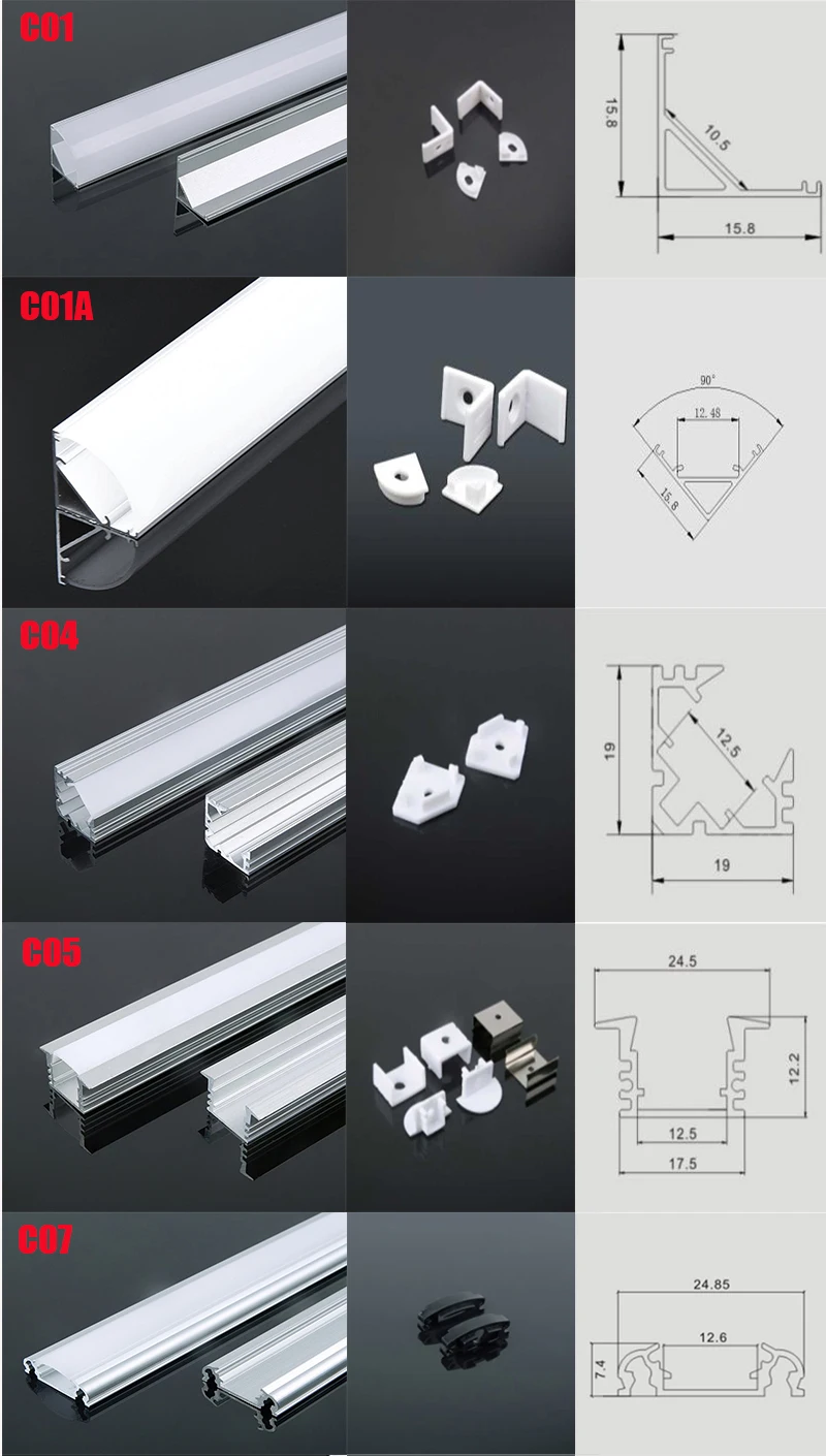 C19 5 комплектов 50 см u-образная выемка светодиодный алюминиевый канал система с диффузной крышкой концевые крышки алюминиевый профиль для Светодиодный Освещение