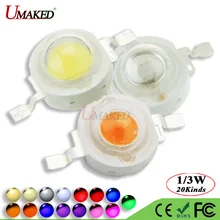 10 шт. UMAKED Высокая мощность 1 Вт 3 Вт Светодиодный светильник SMD теплый белый холодный красный синий желтый зеленый Светодиодный точечный светильник Epistar COB диодный чип
