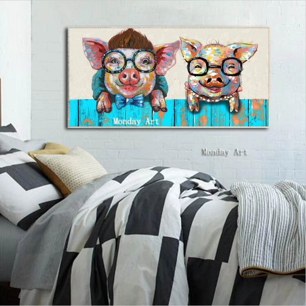 hand-painted-pop-art-carton-animal-on-canvas-painting-good-for-bar-decoration