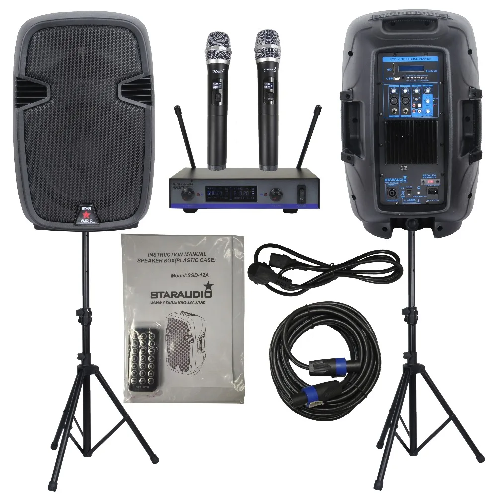 STARAUDIO Dual 12" 2000W PA DJ Stage Party Powered Active Bluetooth