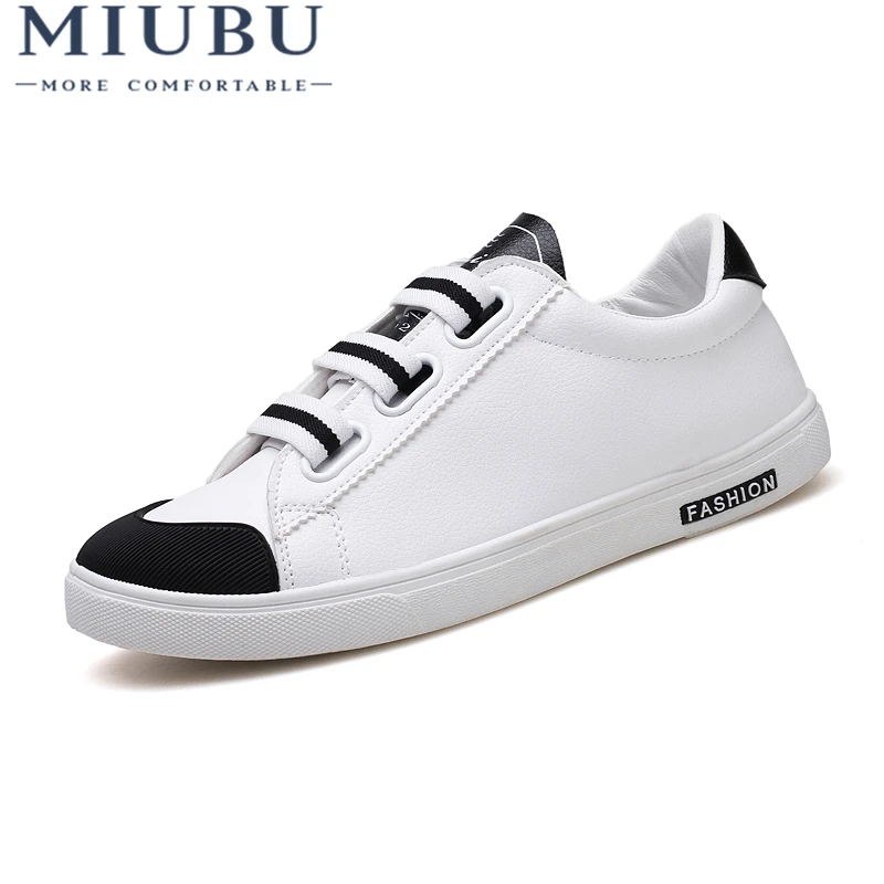 

MIUBU 2019 Men'S Elastic Band Shoes All-Match Leather Breathable Mens Casual Shoes Leisure Spring Autumn Lightweight For Males