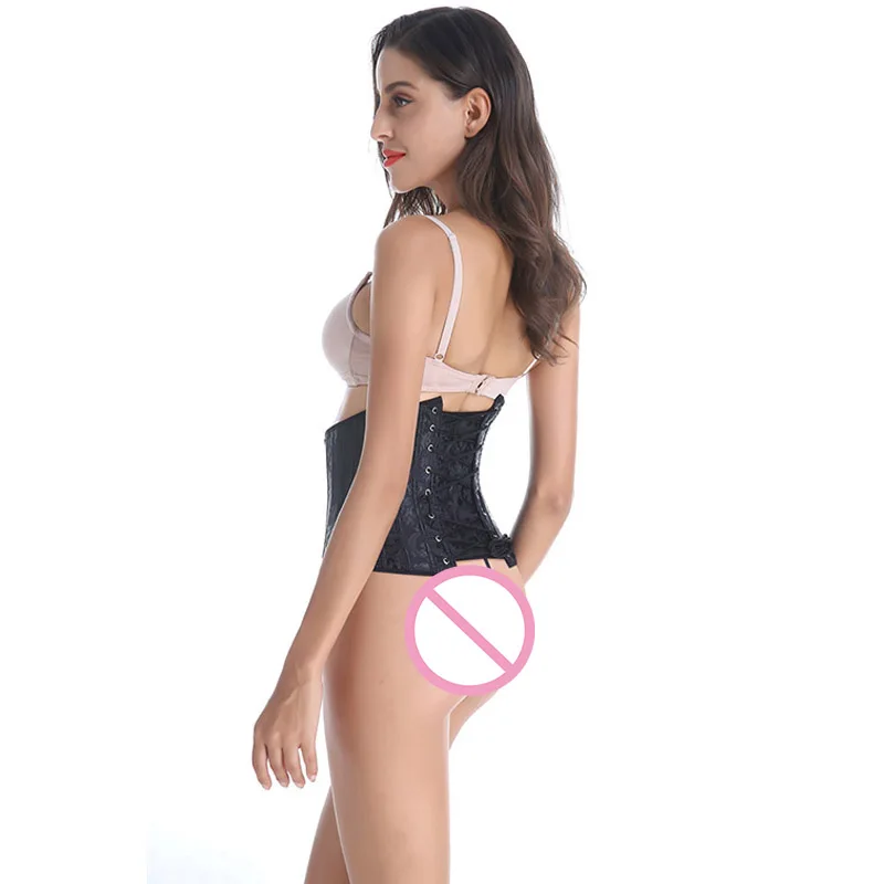 28 Sprial Steel Boned Corset Bustier Black Shapewear Waist Cincher Slim Control Body Shaper Waist Trainer Underbust Corset Sexy (7)