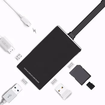 

6-in-1 USB-C Hub Type-C Charging Power Delivery HDMI 4K SD/TF Card Reader HUB PCI Adapter Drop For PC Computer Drop Shipping