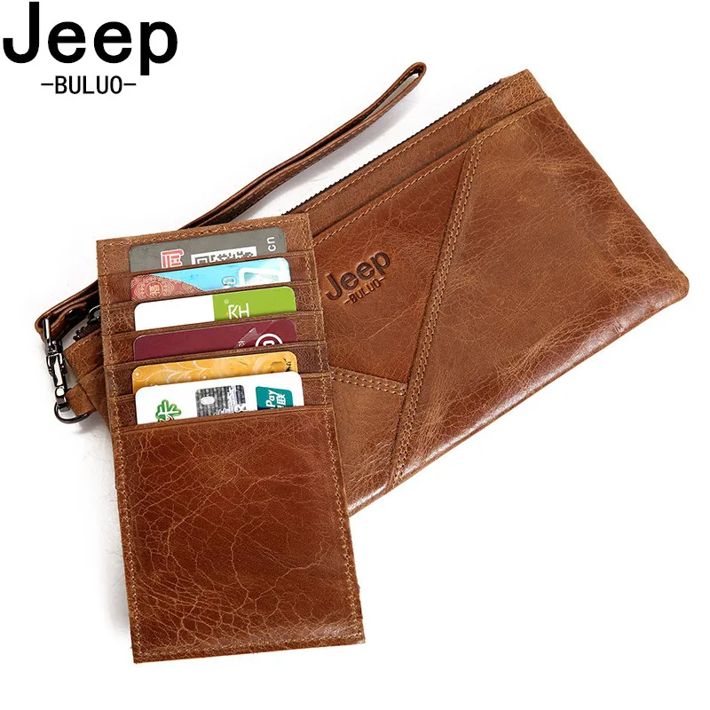 Женский кошелек для iPhone jeep buluo коричневый бумажник из натуральной кожи с