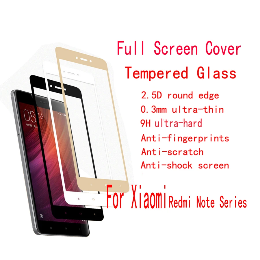 

Wholesale 10pcs/lot FENGHEMEI Full Cover Screen Tempered Glass For Redmi Note 3 Note 4 Note 4X Note 5A Without Retail Package