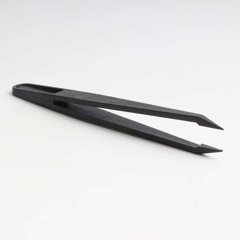 

Top Quality Tweezer 93302 1pcs Portable Black Straight Bend Heat Resistant Repair Tool Anti-static Plastic Tweezer