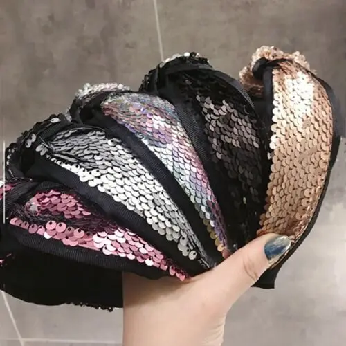 

Womens Headband Twist Wide Fabric Hairband Bow Knot Cross Tie Sequin Headwrap Hair Band Hoop Accessories