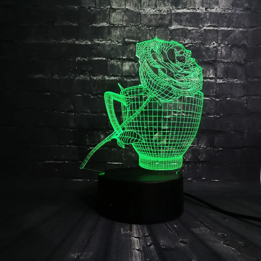 3D светодио дный светодиодный ночник розы кофейная чашка магазин украшения USB лампа сон свет 7 цветов Изменение Рождественский подарок USB