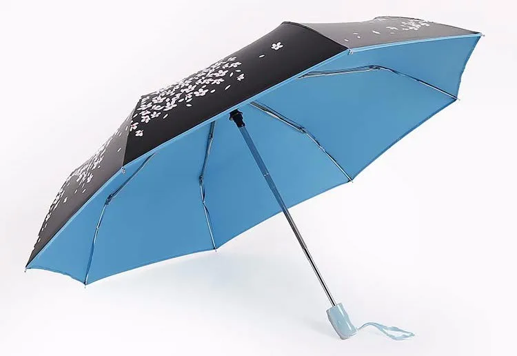 Cherry Blossom Зонт от дождя женский Автоматический складной с черным покрытием анти-УФ Сакура цветок зонтик женский мужской солнцезащитный зонтик