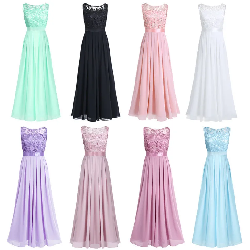 

robe de soriee Bean Pink Scoop Lace Bridesmaid Dresses Long 2019 New Chiffon Beach Garden Wedding Party Formal Ladies Dress
