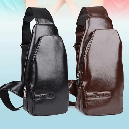 

2017 New Brand Brown Men Chest Bags Fashion Leisure PU Leather Cross Body  Men's Travel Bags Waterproof Men Messenger Bags MB76