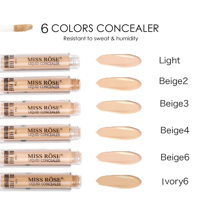 

6 Colors Natural Liquid Concealer Full Cover Base Makeup Waterproof Light Concealer Modify Facial Makeup Make Up TSLM1