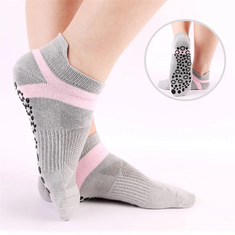 2 Pair/Lot Women Yoga Socks with Grips Anti slip Rubber Dots Female