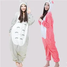 Animal de bande dessinée Adulte Flanelle Pyjamas Dames Flanelle Home Wear Pikachu Totoro Panda Bonjour Kitty Couple Salopette De Confession