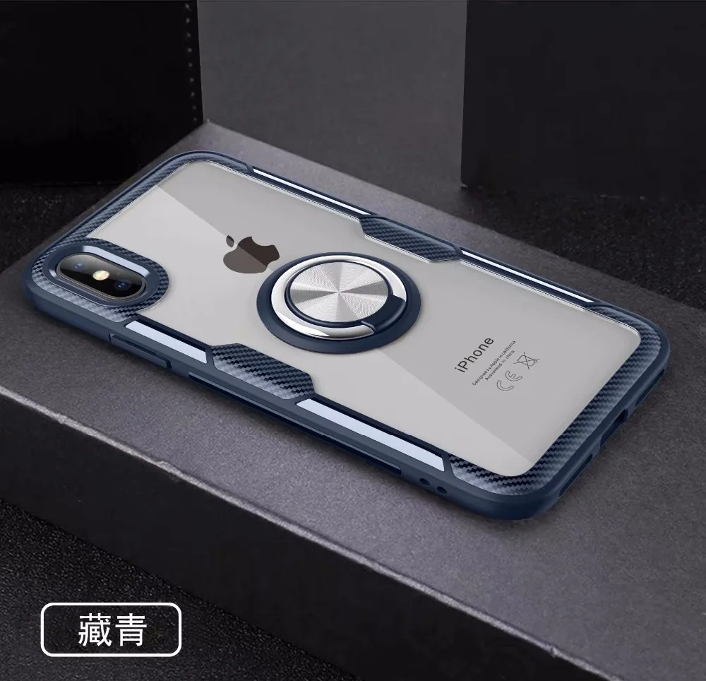 

20pcs/lot Ring transparent TPU+PC+Hardware protective cover case for iphone 6 7 8 X XS XR XS Max 6 7 8 plus newest cover case