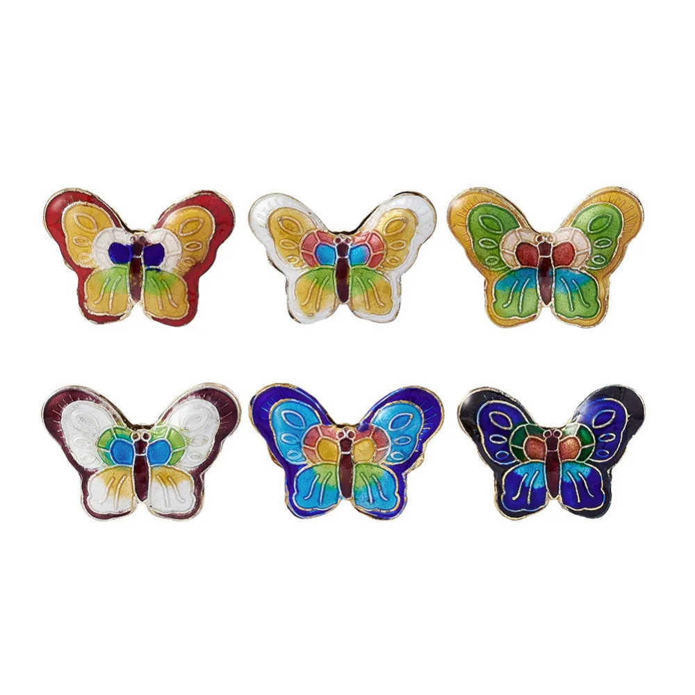 Buy 50 pcs Handmade Cloisonne Beads, Butterfly, Mixed