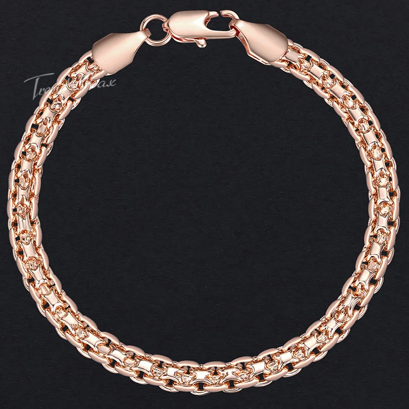 4,5 мм Женский браслет 585 цвета розового золота плетеный плетёный браслет Bismark для женщин и мужчин 18-23 см GB422