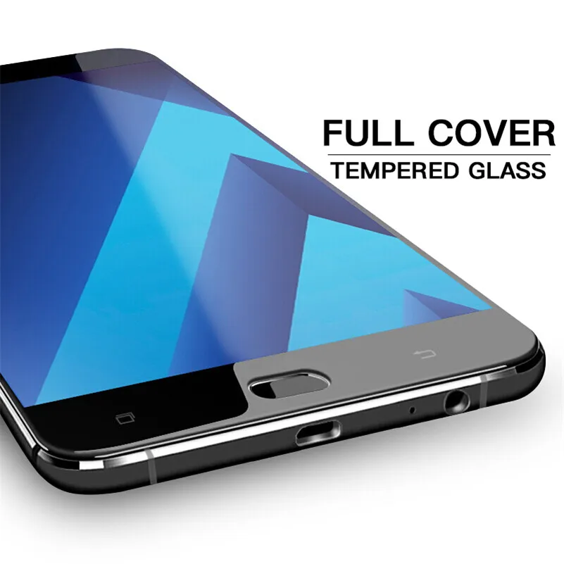 

9H 2. 5D Full Cover Tempered Glass For Samsung Galaxy A6+ A8 2018 A3 A5 A7 2017 2016 J3 J4 J6 2018 Screen Protector Film Glass
