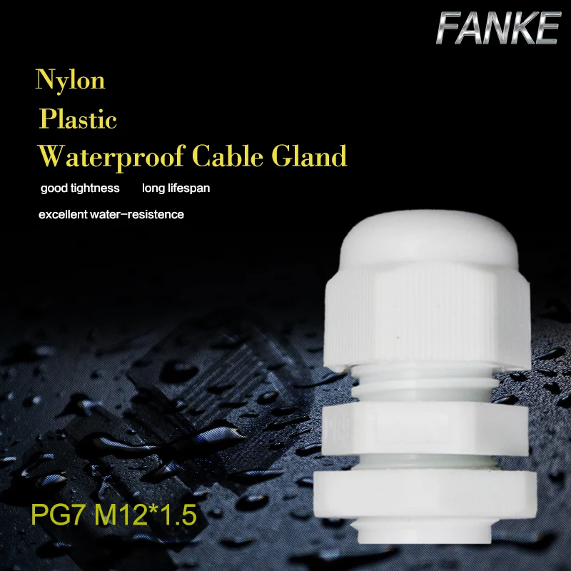 1piece PG7 Waterproof Nylon Plastic Cable Gland Connector for 3-6.5mm Cable white color IP68 Factory cable sleeves