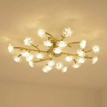 

Modern Bedroom Crystal Flower Tree Branch Ceiling Lamp Living Room Luxury Ceiling Lamp Study Room Restaurant ceiling mount lamp