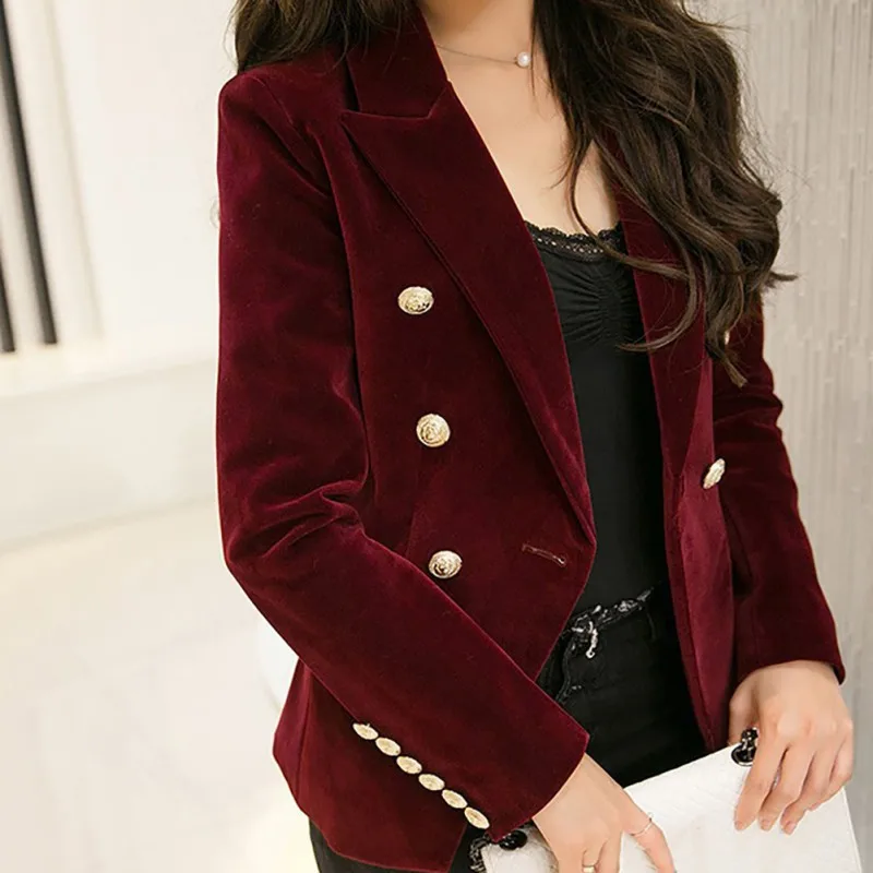 2018 autumn Fashion Velvet Blazer Jacket Women Warm Ladies Blazer Coat slim small suit