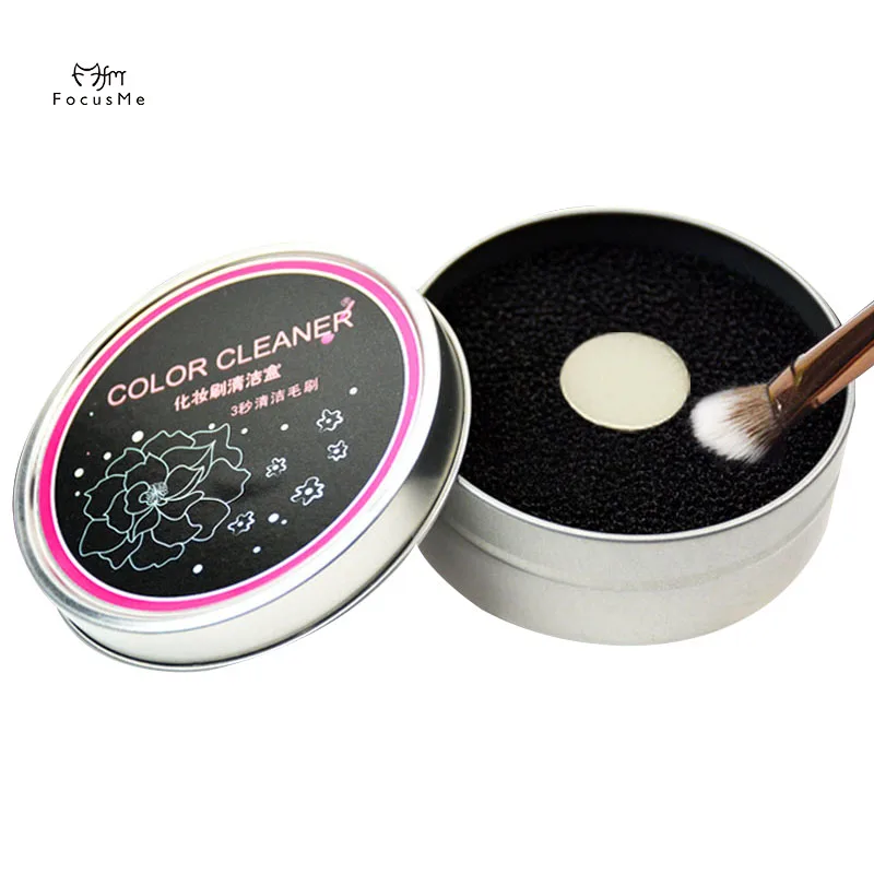 

FM Round Sponge Brush Cosmetic Iron Box Cleaner Dry Cleaning And Makeup Beauty Tools Scrub Quick Remover Clean Box