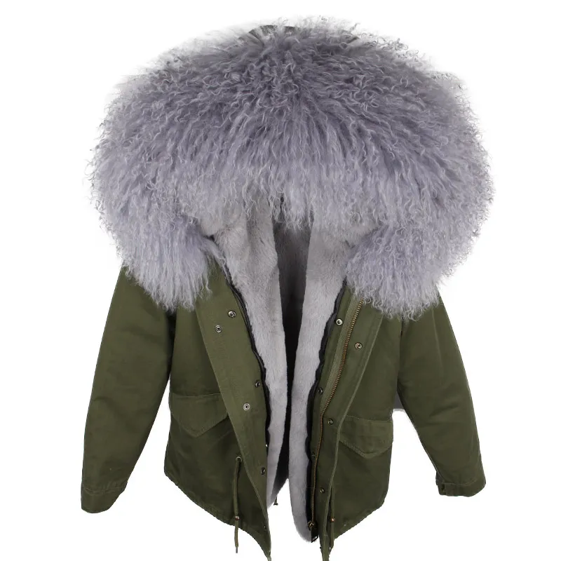 Парка зимняя куртка женская натуральная монгольская овечья меховая парка пальто из натурального меха Толстая теплая Роскошная расцепная верхняя одежда Уличная
