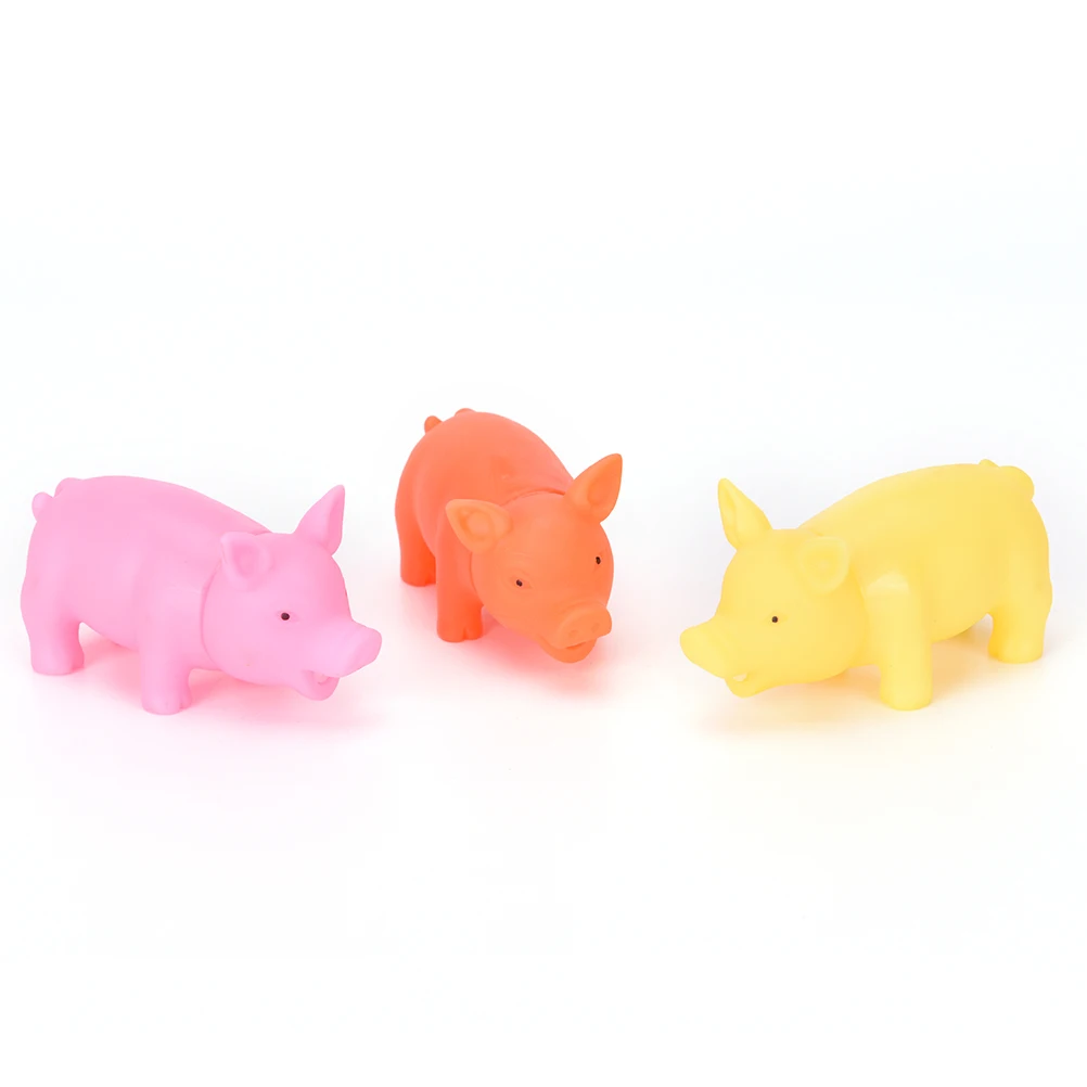 3Pcs Rubber Pig Shape Chew Play Pet Dog Puppy Toy Squeaker Squeaky With