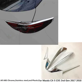 

For Mazda CX-5 CX5 2017 2018 2019 2020 Car Rear Tail Light Lamp Detector Frame Stick ABS Chrome Cover Trim Eyebrow Hood 4pcs