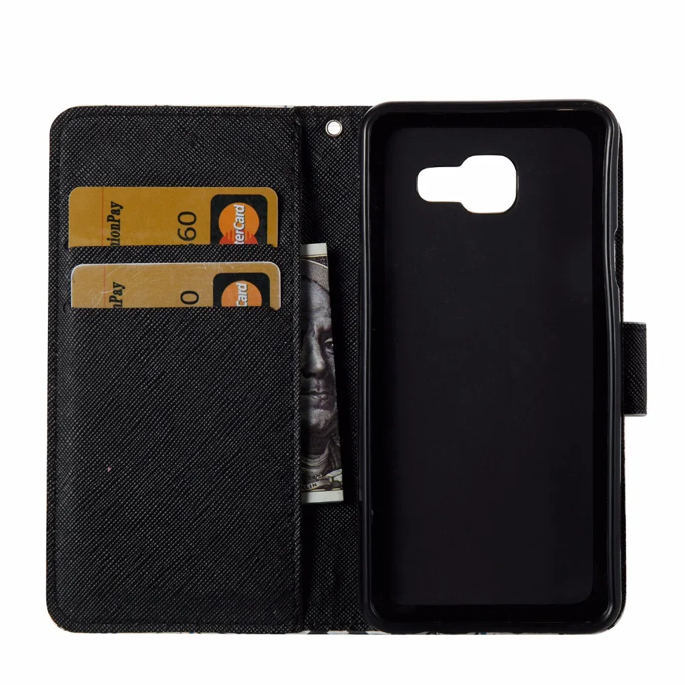 ل سامسونج a5 a3 2017 2016 حالة 3d بلينغ libro الفن الطلاء خزانة pu فليب جلدية الغلاف SM-A520 A510 a320 a310 الهاتف حالة