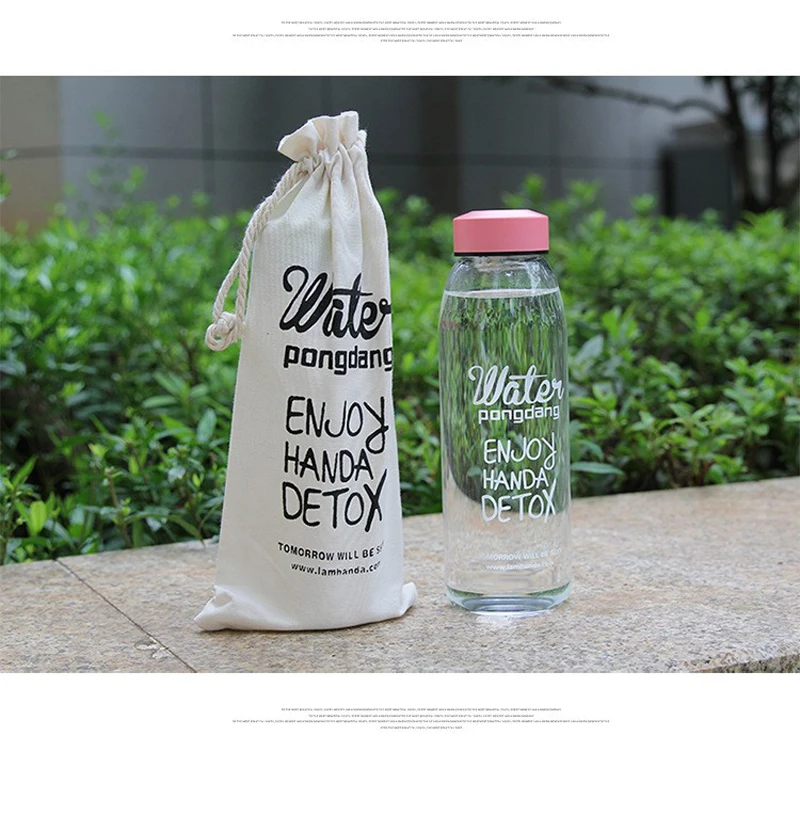 800 мл большая емкость стеклянная бутылка для воды с подарочной сумкой портативная бутылка для воды для спорта на открытом воздухе, кемпинга, путешествий горячая вода