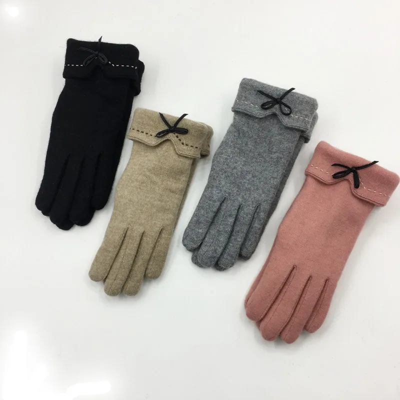 Хлопковые перчатки для девочек с пятью пальцами Модные женские зимние осенние теплые рукавицы Тактические плюшевые толстые теплые
