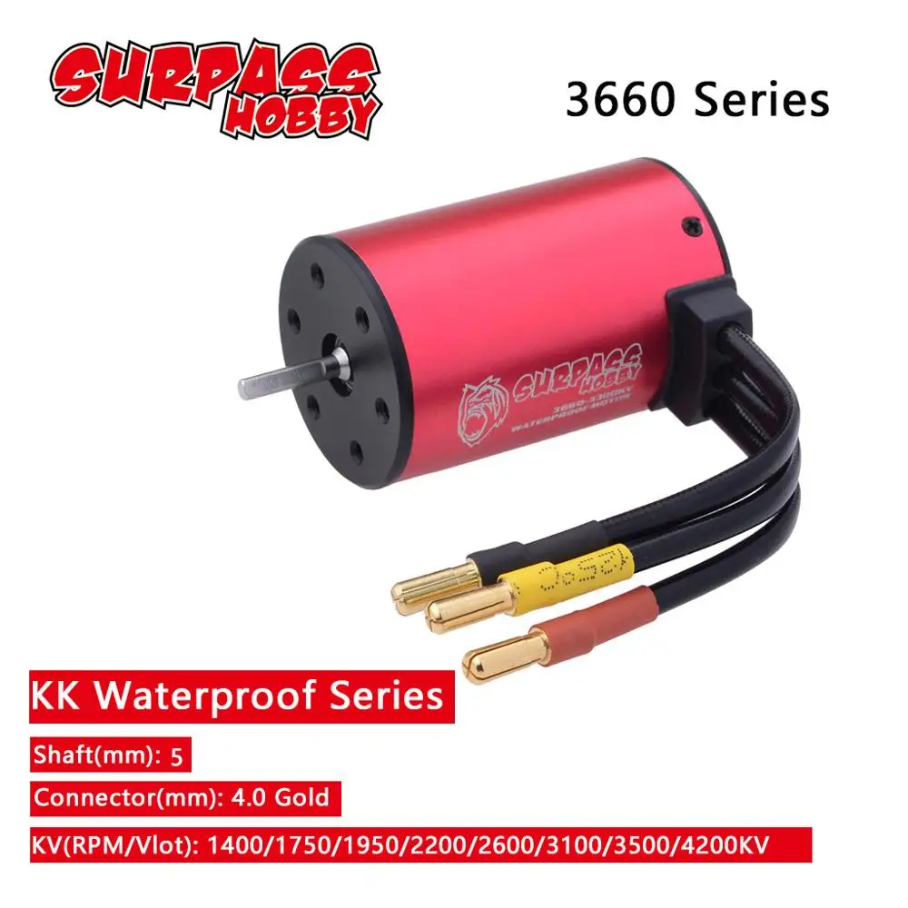 

SURPASSHOBBY KK 3660 1400KV 1750KV 1950KV 2200KV 2600KV 3100KV 3500KV 4200KV Waterproof Brushless Motor for 1:10 GTR/Lexus Car