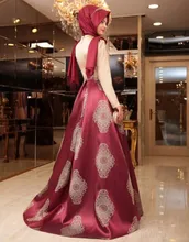 2016 Dubai Kaftan Appliqued Long Evening Gowns Caftan Abaya In Dubai Long Sleeve Arabic Dress Muslim Evening Dress