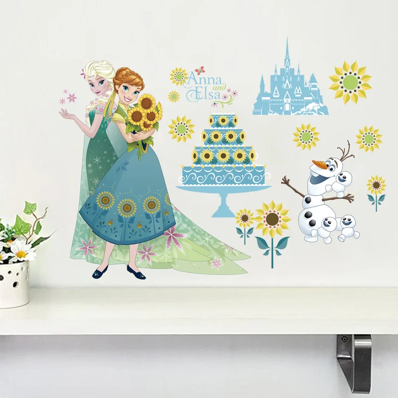 Disney sticker cartoon frozen DIY stickers flower Elsa Anna princess Children's bedroom decoration pegatinas autocollant enfant Disney sticker cartoon frozen DIY stickers flower Elsa Anna princess Children's bedroom decoration pegatinas autocollant enfant