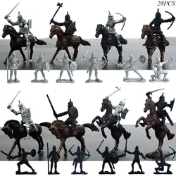 Ролевые битвы игры игрушечные лошадки средневековый рыцарь-воин Воин Винтаж Солдат модель игрушки 28 шт. средневековой холодной войны