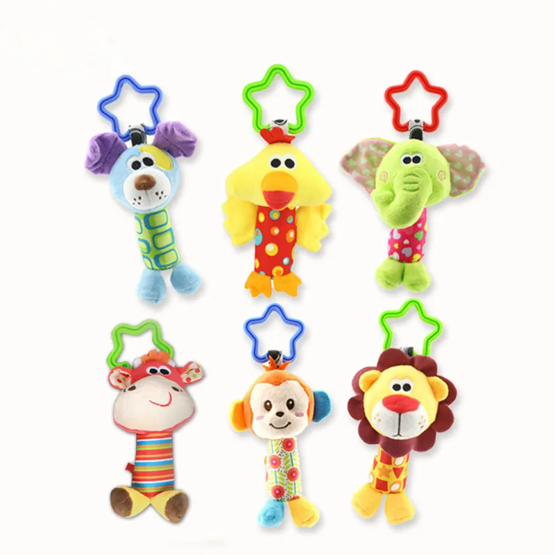 

Happy Monkey Baby bed Car hanging Rattle Stick Stuffed Plush Doll Toy Toys Puzzle Bell Ring Infant Animal toy for children Gifts