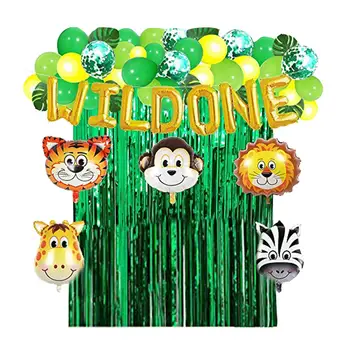 

Party Decoration Balloons Summer Animal Party Theme Latex Balloon Pull Flag Aluminum Film Letter Balloon Banner Cake Insertion