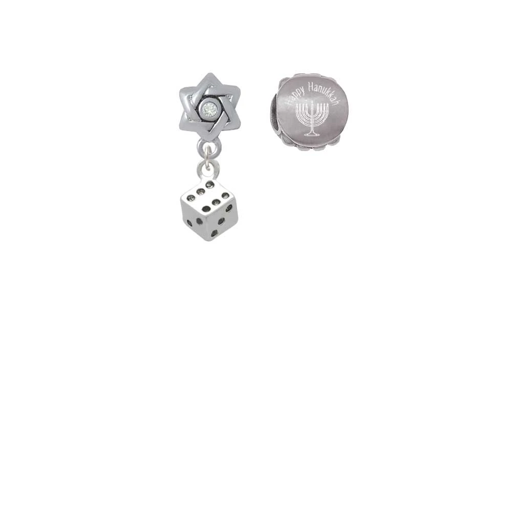 Dice Happy Hanukkah Charm Beads (Set of 2)