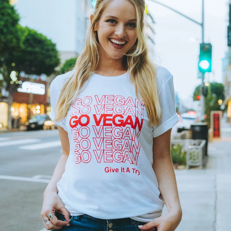 Go Vegan Give It A Try Harajuk Футболка женская мужская футболка оверсайз Спасибо за хороший