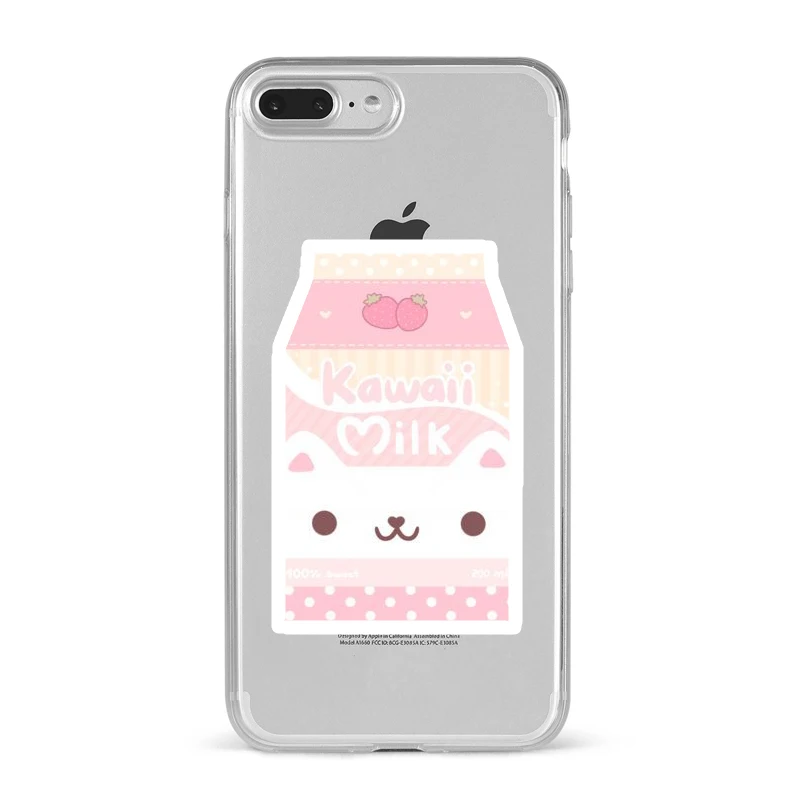 Милые Мультяшные животные Kawaii розовый Кот молоко чехол для телефона для Apple iPhone 8 7 6 6S Plus X 5 5S SE XS XR XS MAX Funda чехол для девочек - Цвет: TPU