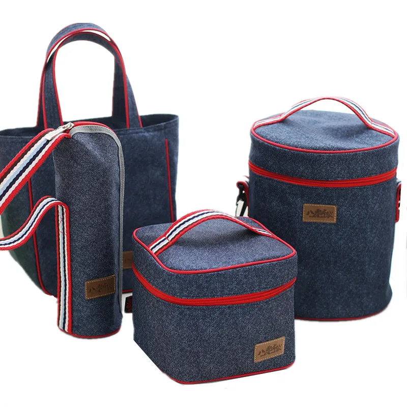 Denim Functional font b Lunch b font font b Bags b font Kid s School Pouch